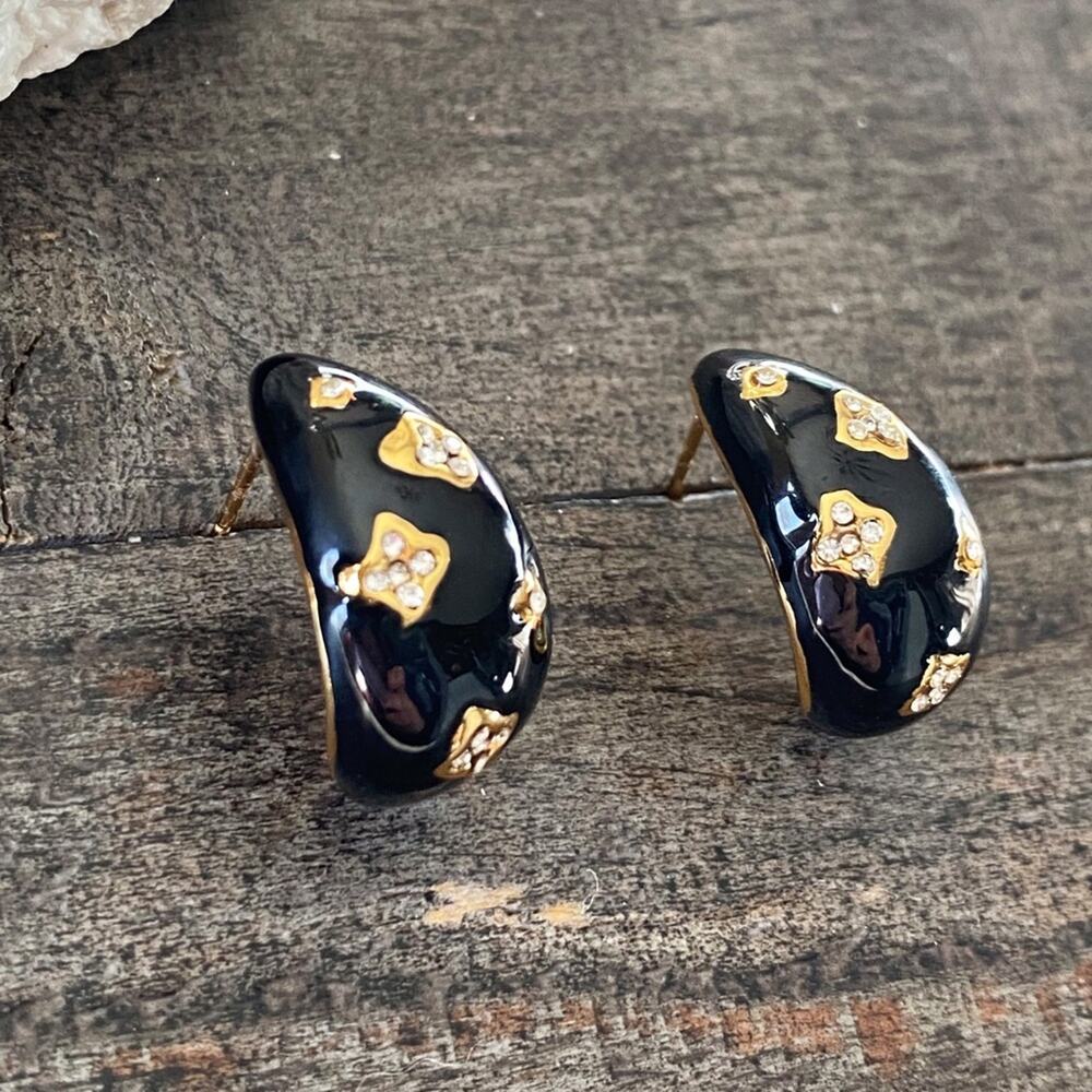 NEW Black Night Rhinestone Drop Earrings - Picture 10 of 10